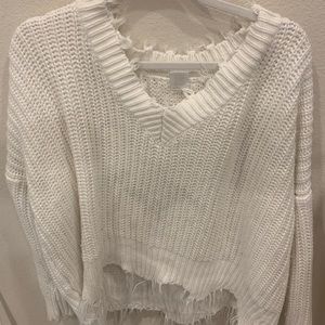 Super CUTE white v-neck sweater